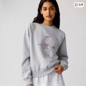 GAP + DOEN Heather Gray Logo crewneck Sweatshirt size L